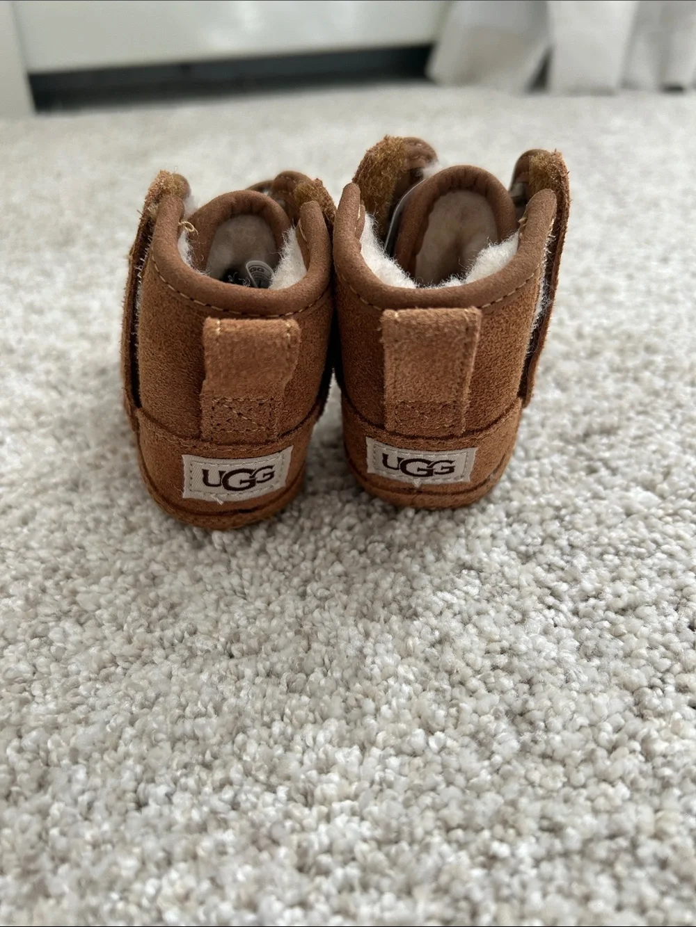 UGG Chestnut Suede Baby Boots with Plush Lining
